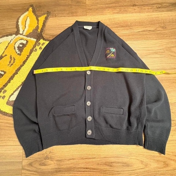 The Unbranded Brand Sweaters - 90s Angelica black cardigan with embroidered palm tree design (0163)